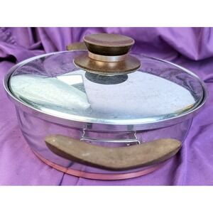 1950s PRESTO PRIDE 18-8 STAINLESS 9.5" 3Qt COPPER BOTTOM Saute Sauce Pot Vintage